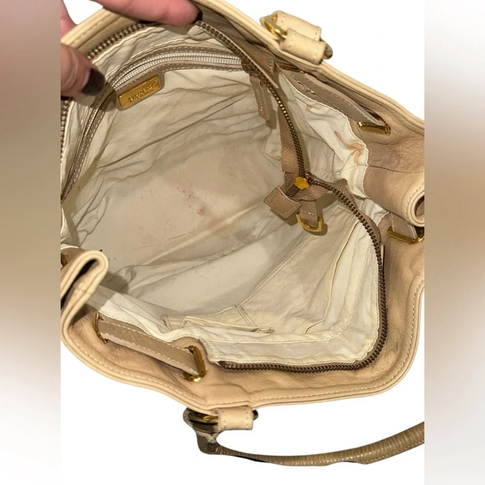 Genuine‎ Leather Tan and White Women's Shoulder Bag